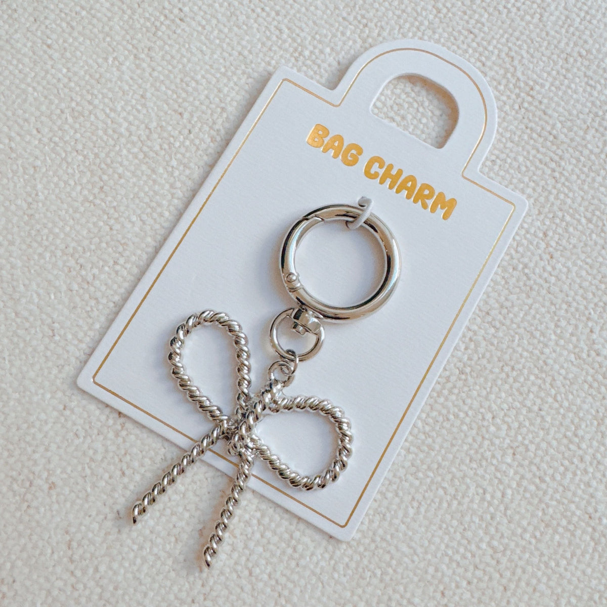 Cabled Bow Bag Charm