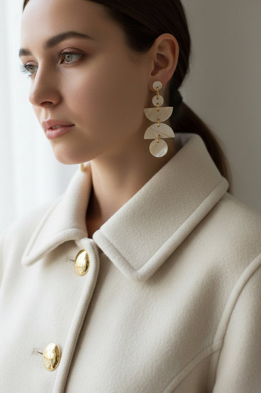 Ha Giang Geometric Buffalo Horn Dangle Earrings
