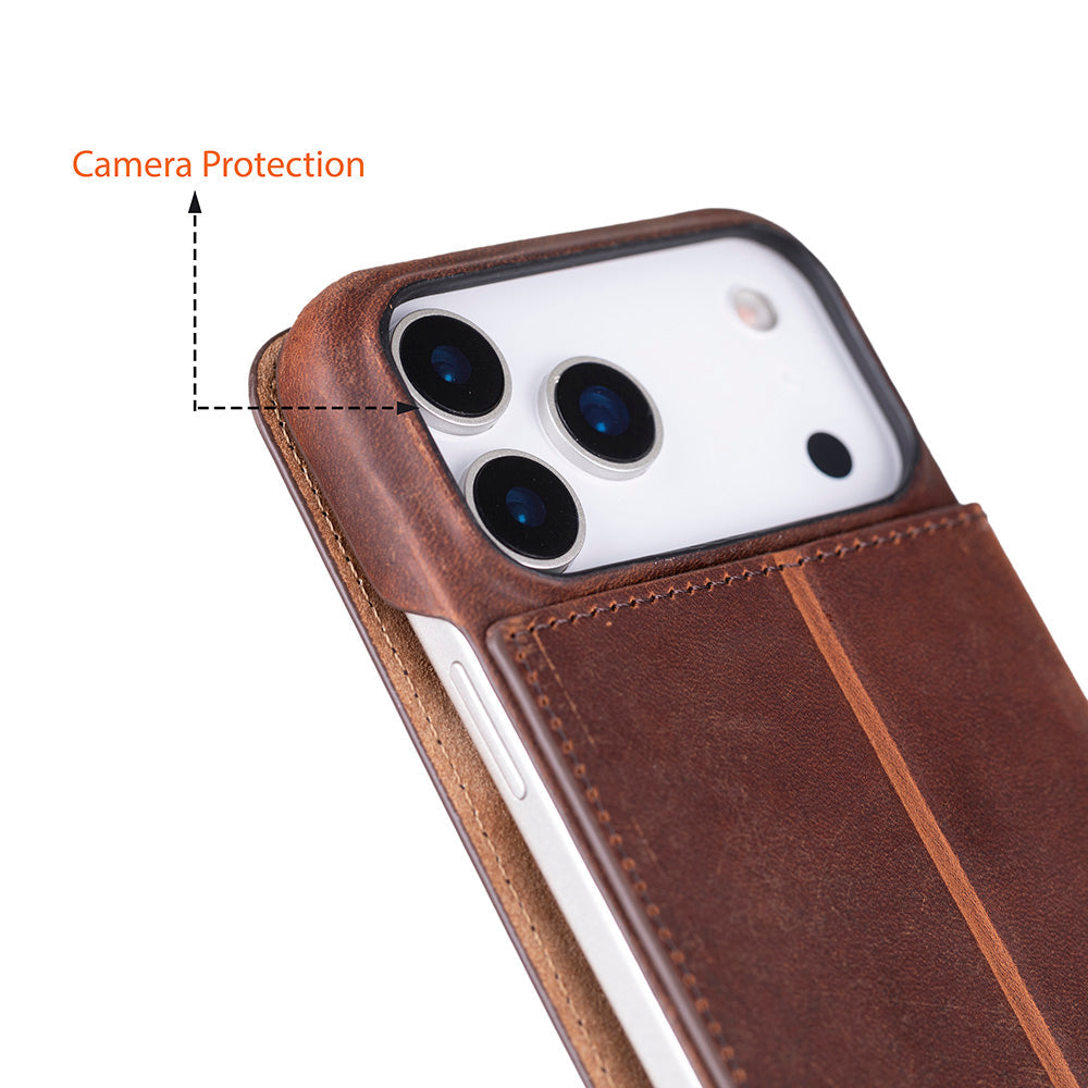 Decatur iPhone 17 Pro Leather Folio Wallet Case