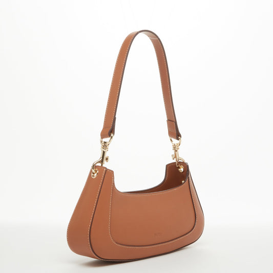 Emily Leather Baguette Bag East West Brown Purse
