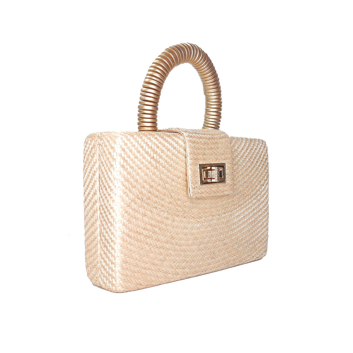 THE GRACIE Cream Woven Straw Clutch Bag