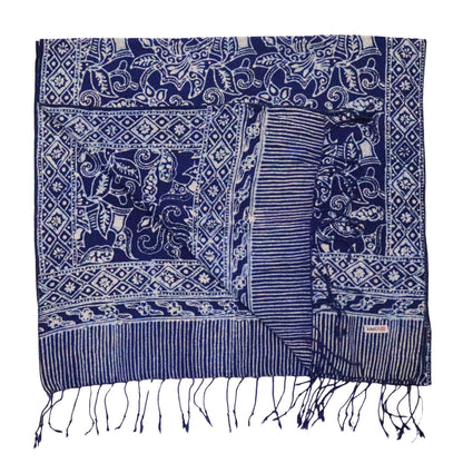 Handmade Batik Scarf - Cotton - Wings, Blue