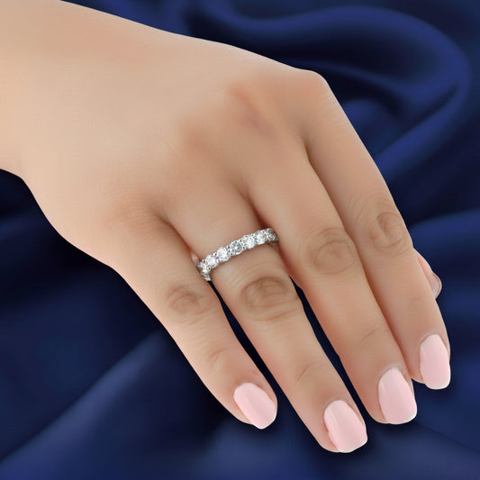 AGI Certified 2 CTW Round Lab Grown Diamond Eternity Band in 14K White Gold (F-VS)