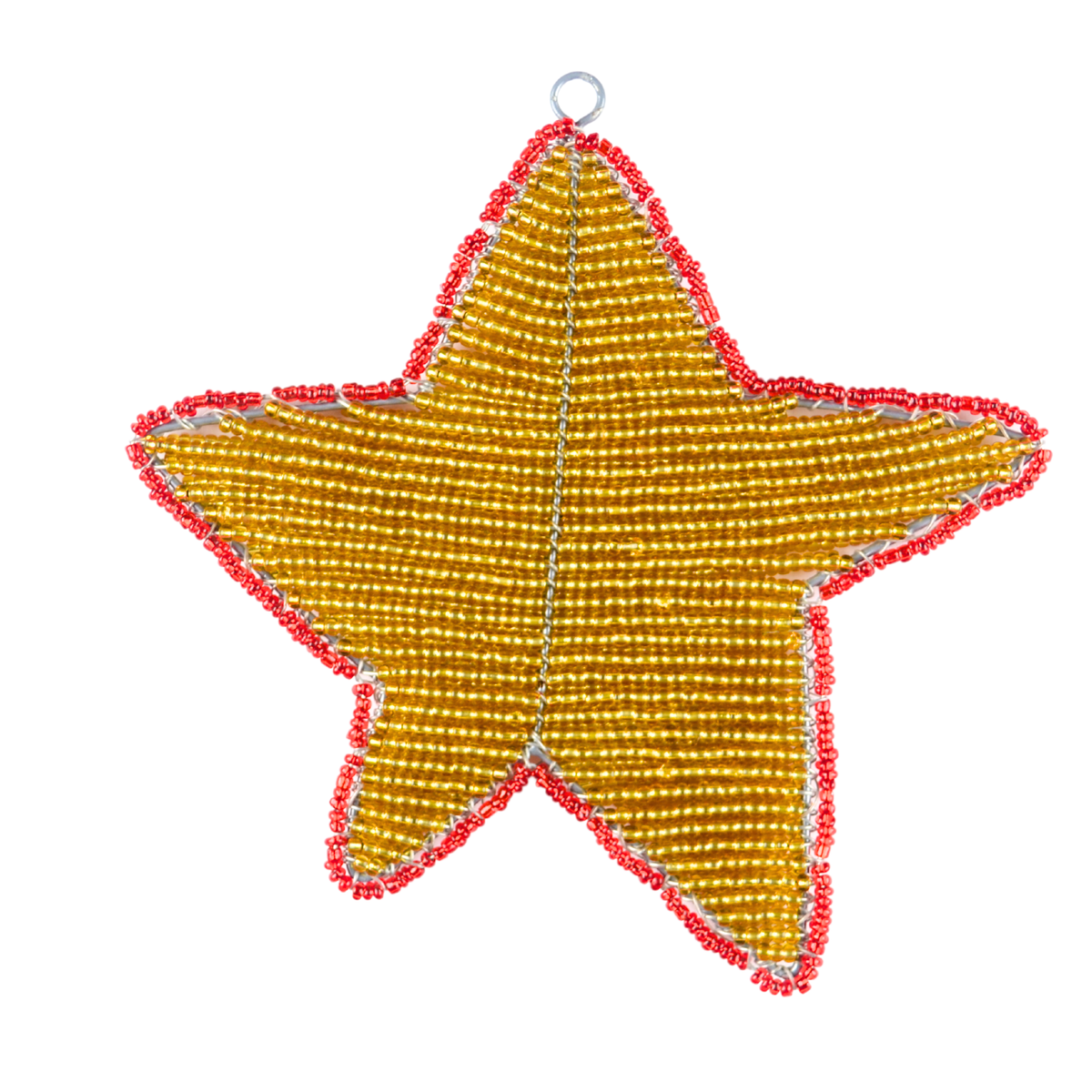 Handmade Beaded Star Ornament – Haitian Artisan Holiday Décor-Festive Christmas. (Set of 3, Asst)