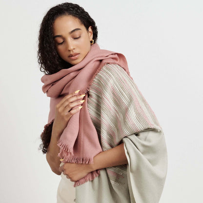 Chive Pink Green Ombre Handloom Merino Throw
