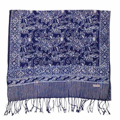 Handmade Batik Scarf - Cotton - Wings, Blue