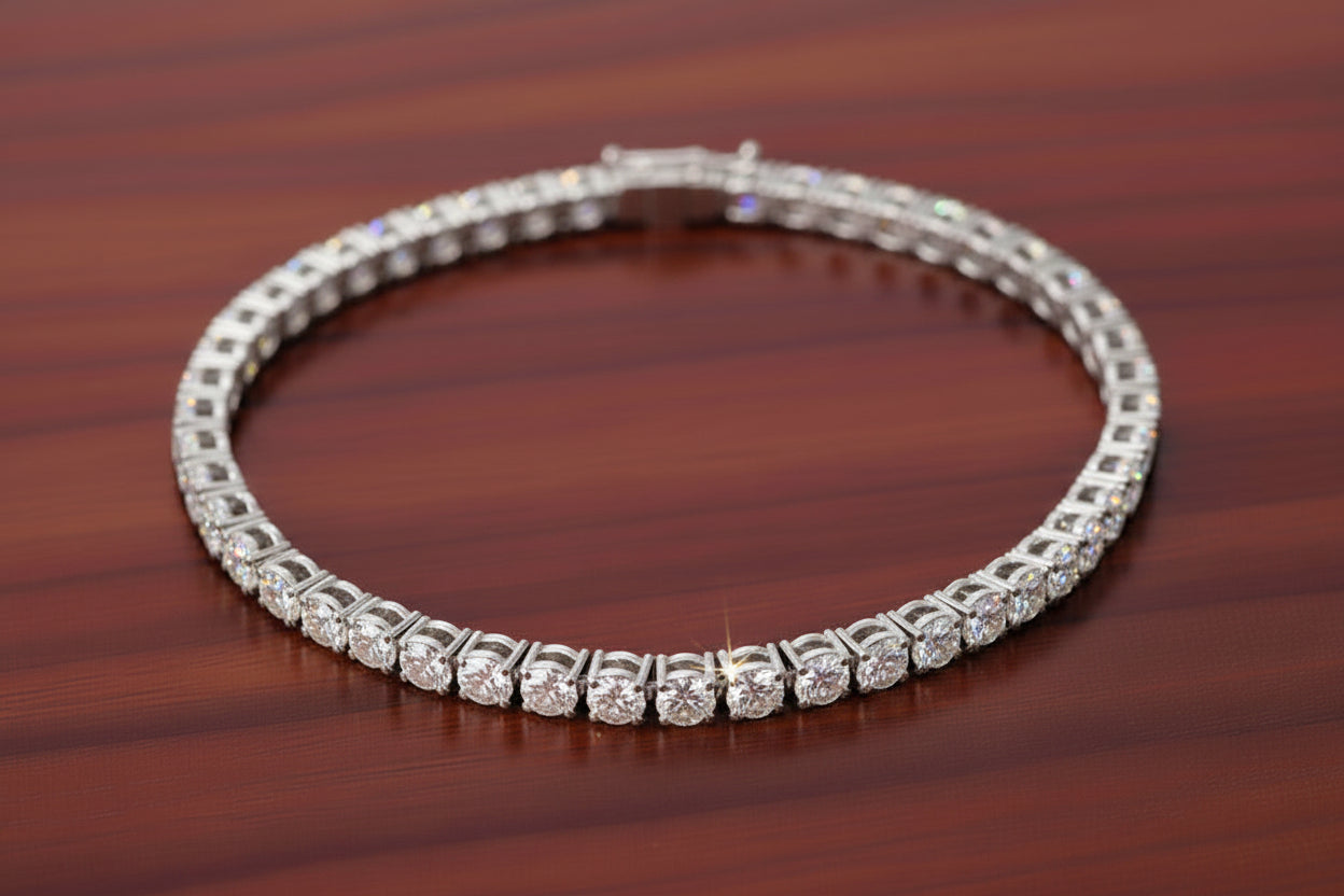 8.5 CTW Lab Grown Diamond Tennis Bracelet in 14kt White/Yellow Gold (G/VS) AGI Certified