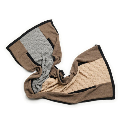 Plush Muhu Brown Gray Hand Knitted Alpaca Blanket Shawl