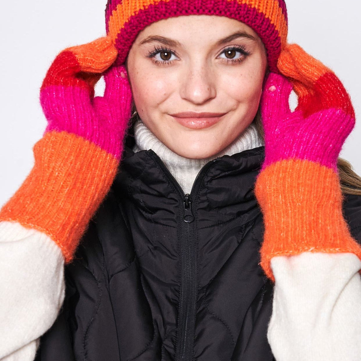 Cozy Color Stripes Long Gloves