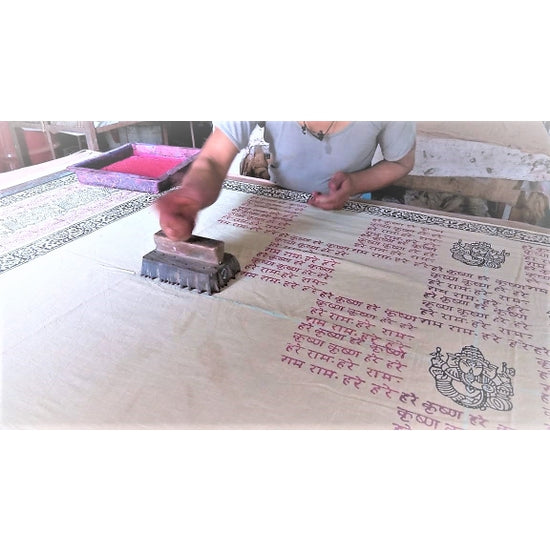 OMSutra Ganapati Meditation Shawl – Red Sandalwood Dyed Block Print