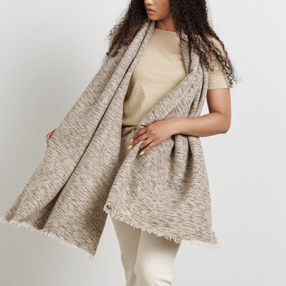 Forest Night Handwoven Neutral Cashmere Merino Scarf
