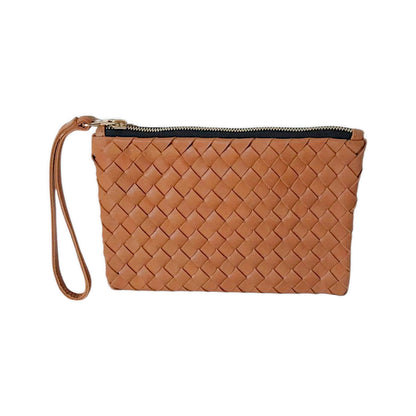 Woven Leather-Flat Zip Pouch