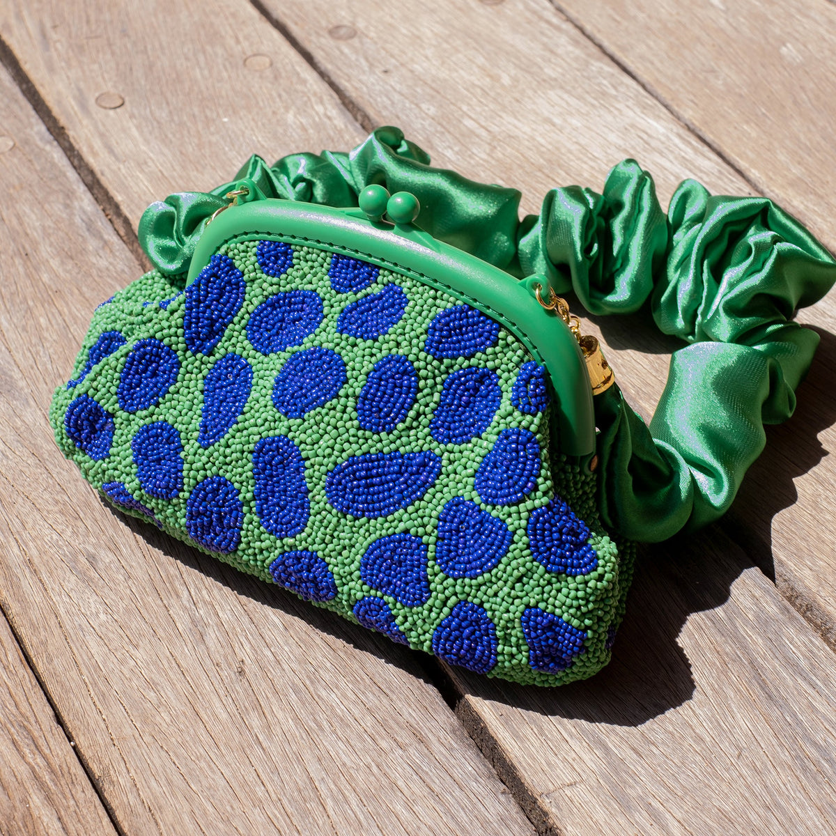 the Arnoldi Jade Clutch Bag In Lush Green & Blue