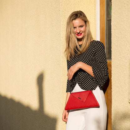 Red Clutch Bag Leather Clutch Purse Crossbody Evening Purse Unique Women's Red Handbag
