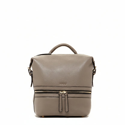 Grey Leather Backpack Purse Convertible Crossbody Bag