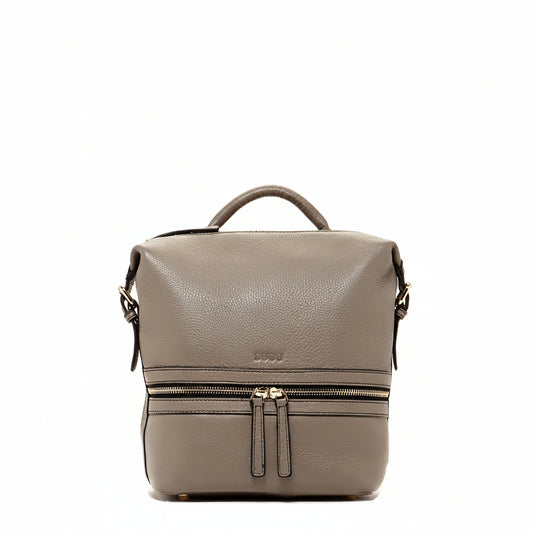 Grey Leather Backpack Purse Convertible Crossbody Bag