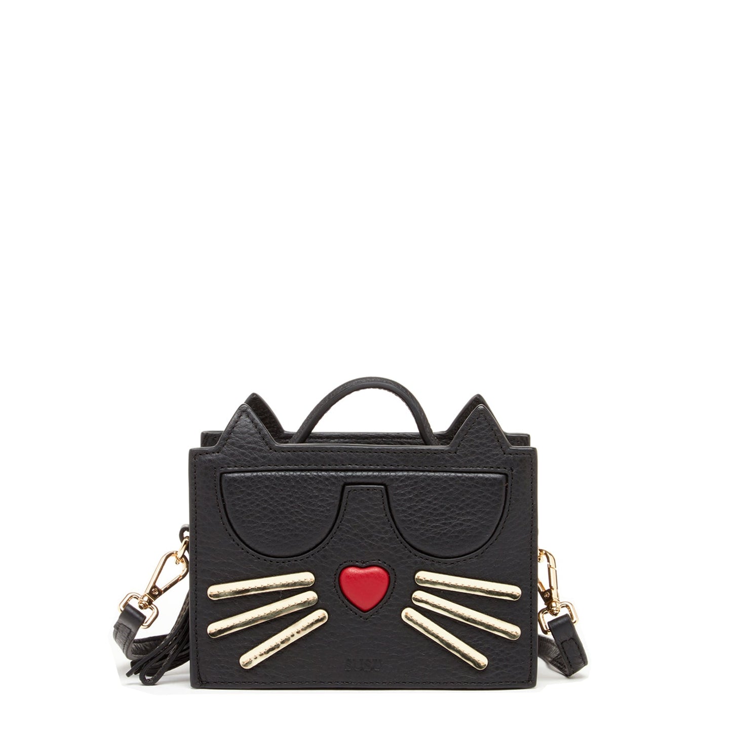 Leather Cat Bag Black Crossbody Purse
