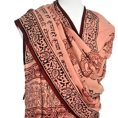 OMSutra Ganapati Meditation Shawl – Red Sandalwood Dyed Block Print
