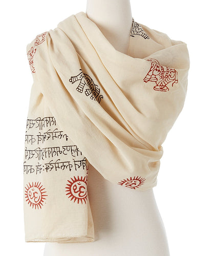 OMSutra Ganesh Mantra Blessing Prayer Shawl – Sacred Chants  | 100% Cotton | Handmade in India | Meditation & Gifting Shawl | 88" x 48"