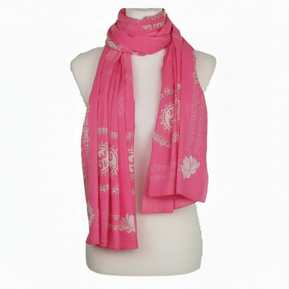 OMSutra Gayatri Mantra Prayer Shawl Handprinted  – Sacred OM Symbol – Cotton Meditation Wrap – 84" x 40"