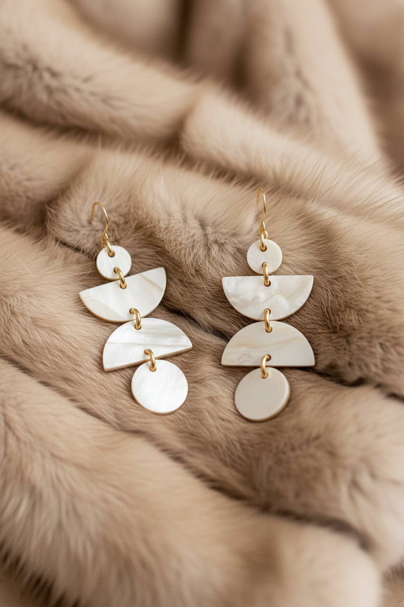 Ha Giang Geometric Buffalo Horn Dangle Earrings