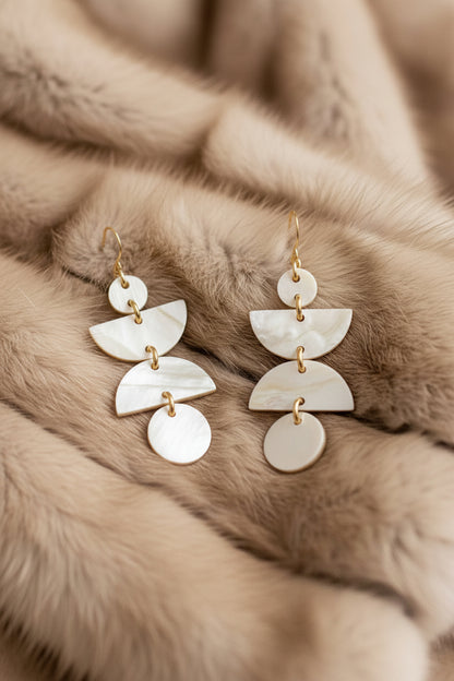 Ha Giang Geometric Buffalo Horn Dangle Earrings
