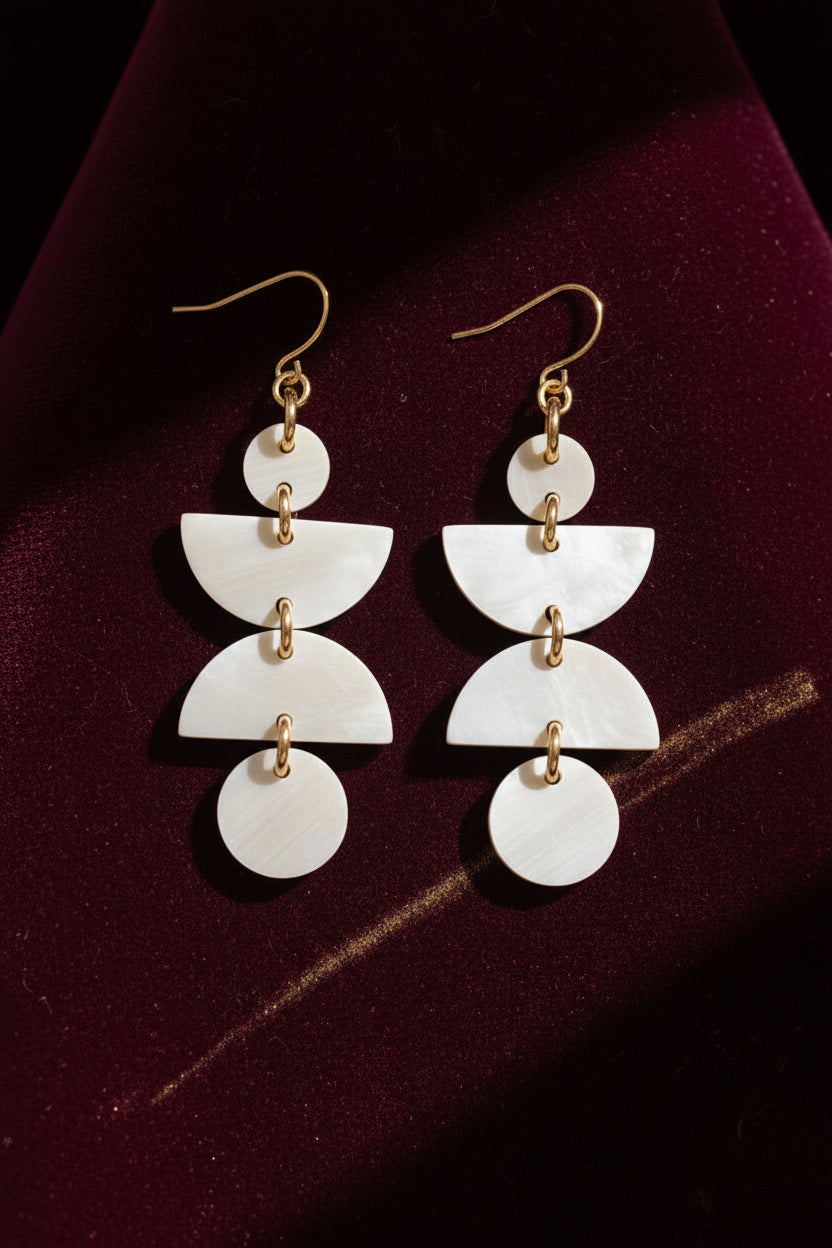 Ha Giang Geometric Buffalo Horn Dangle Earrings