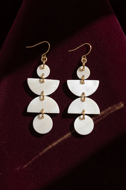Ha Giang Geometric Buffalo Horn Dangle Earrings