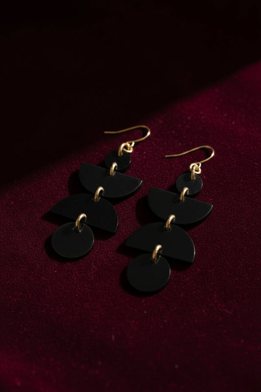 Ha Giang Geometric Buffalo Horn Dangle Earrings