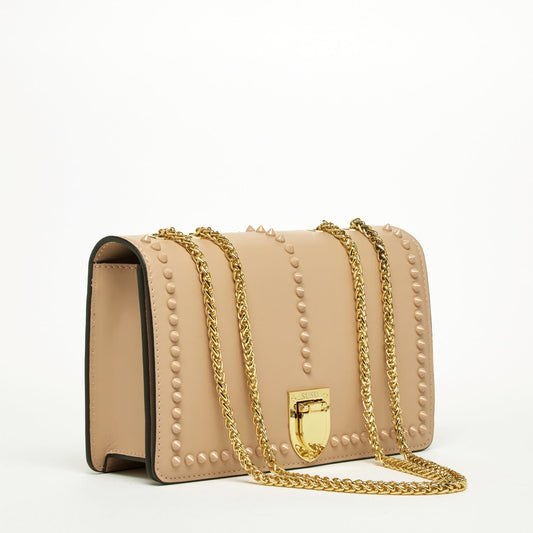 Leather Chain Shoulder Bag Tan