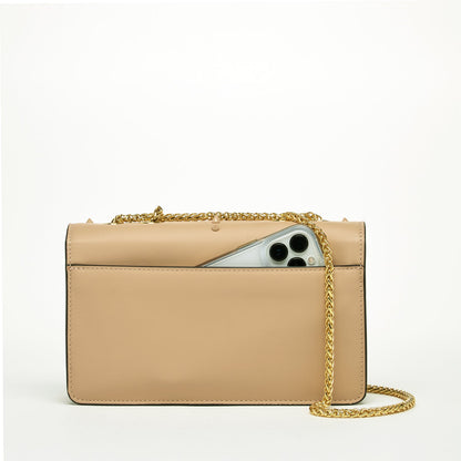 Leather Chain Shoulder Bag Tan