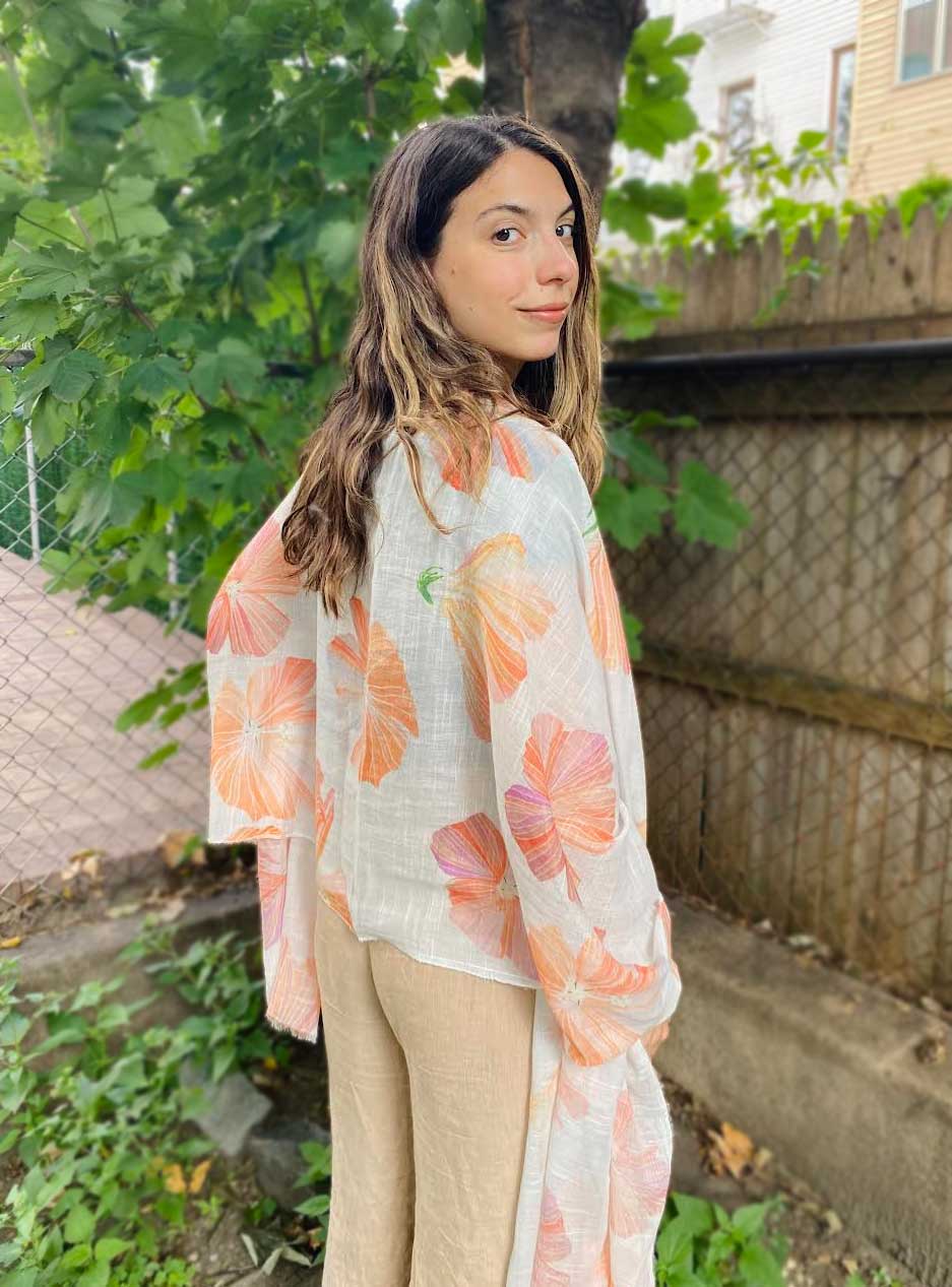 Scarf: Hibiscus on Snow