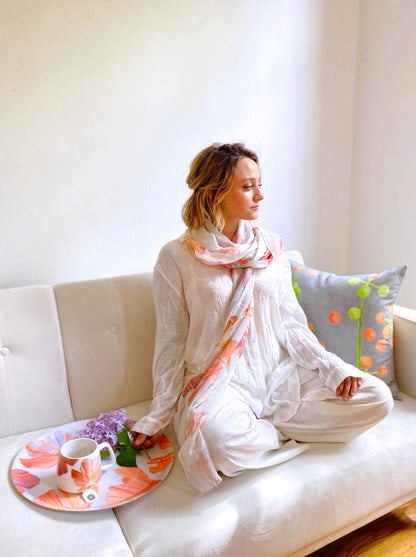 Scarf: Hibiscus on Snow