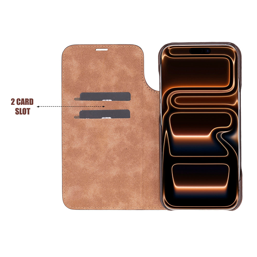 Decatur iPhone 17 Pro Leather Folio Wallet Case