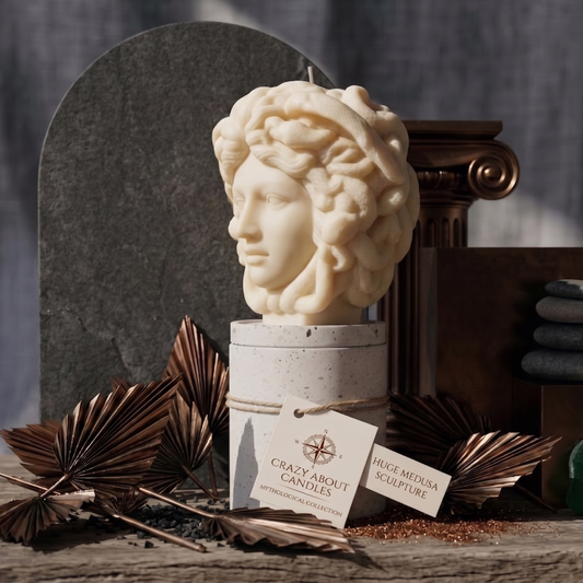 Large Medusa Sculpture Soy Candle – Greek Mythology Art