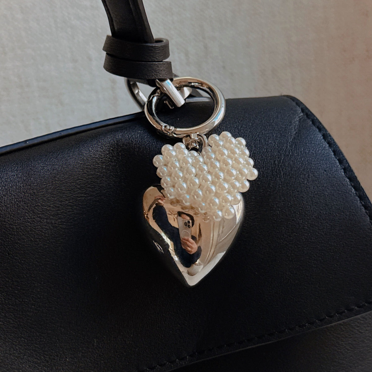 Puff Heart Pearl Heart Bag Charm
