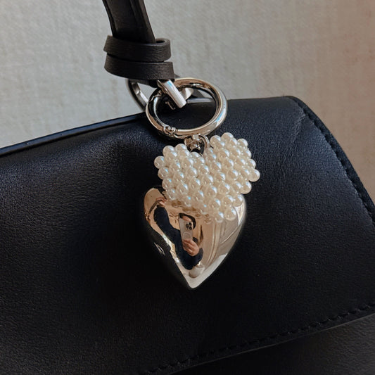 Puff Heart Pearl Heart Bag Charm