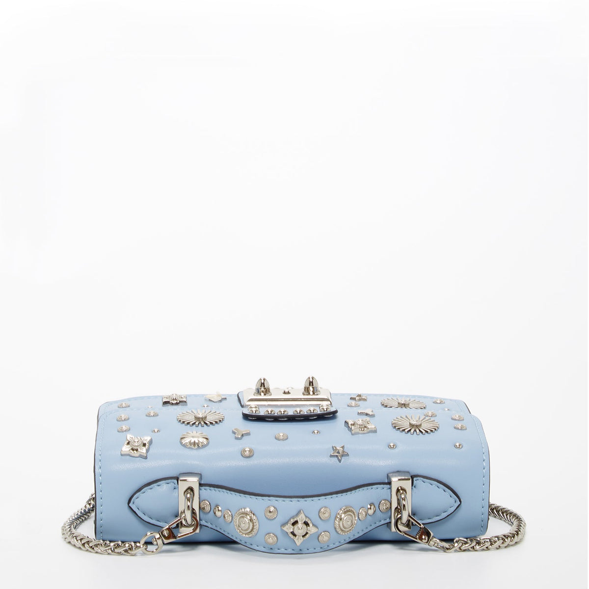Small Leather Crossbody Bag Sky Blue Purse Studded Baby Blue Women's Handbag