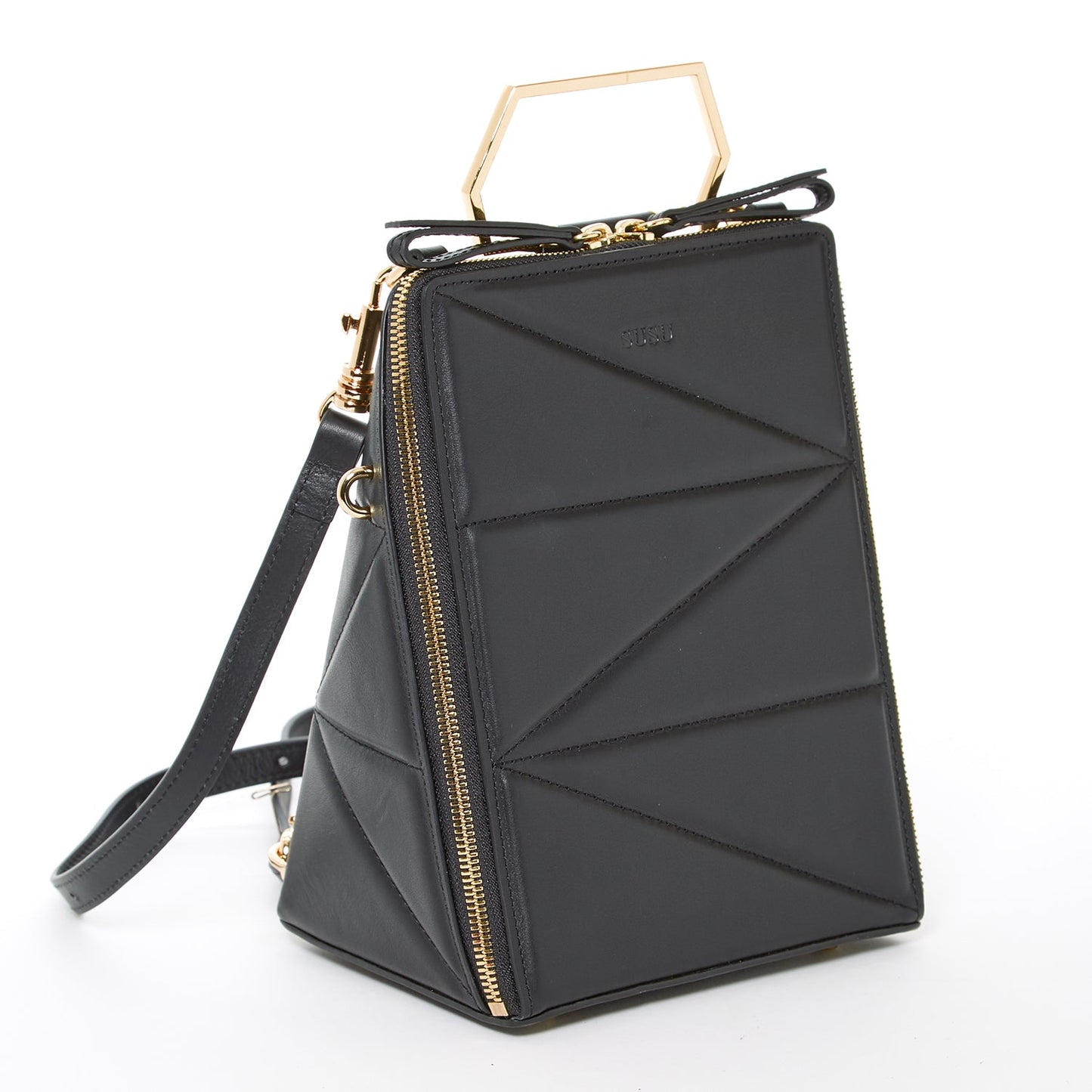 Black Leather Backpack Purse for Women Unique Convertible Crossbody Bag