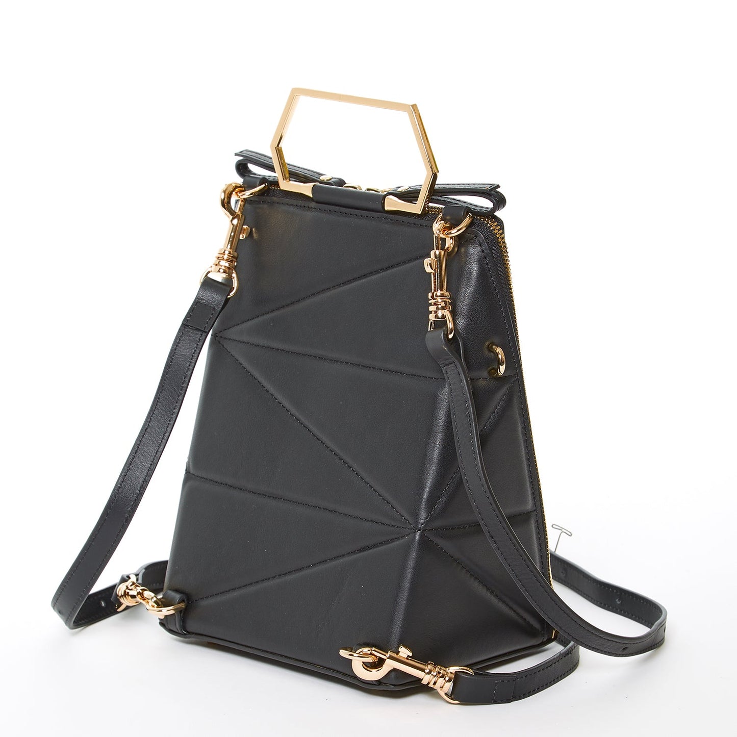 Black Leather Backpack Purse for Women Unique Convertible Crossbody Bag