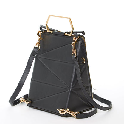 Black Leather Backpack Purse for Women Unique Convertible Crossbody Bag