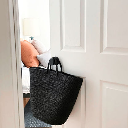 Braided Raffia Tote Black