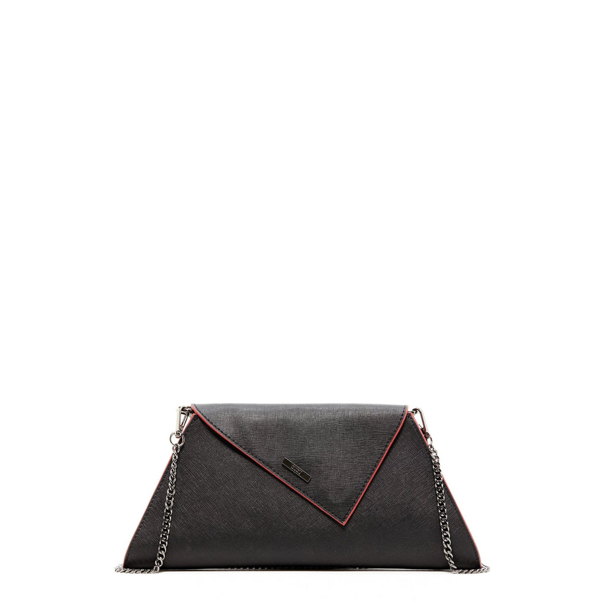 Black Leather Clutch Bag Unique Evening Purse Women's Handbag
