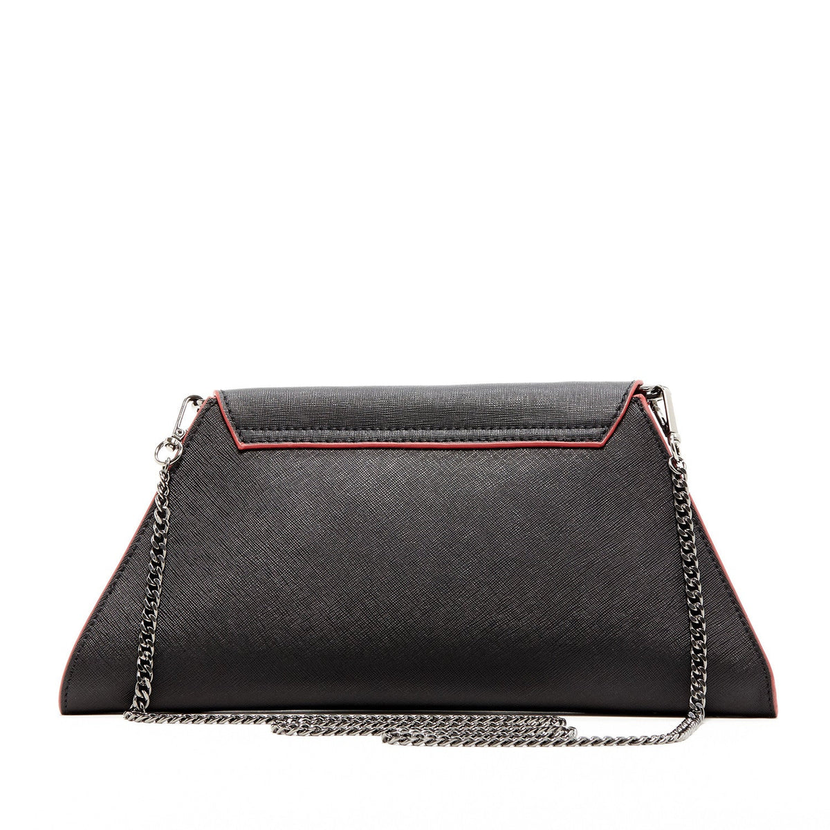 Black Leather Clutch Bag Unique Evening Purse Women's Handbag