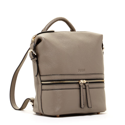 Grey Leather Backpack Purse Convertible Crossbody Bag