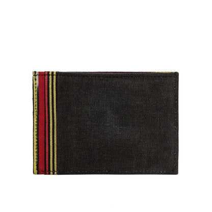 Black Leather Canvas Cardholder