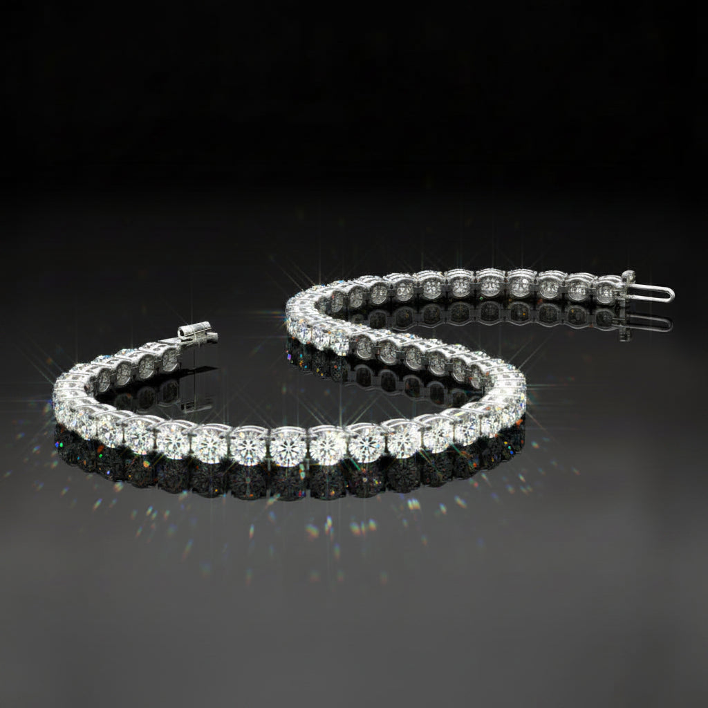 12.00 CTW Lab Grown Diamond Tennis Bracelet | G/VS AGI Certified | 14kt White or Yellow Gold
