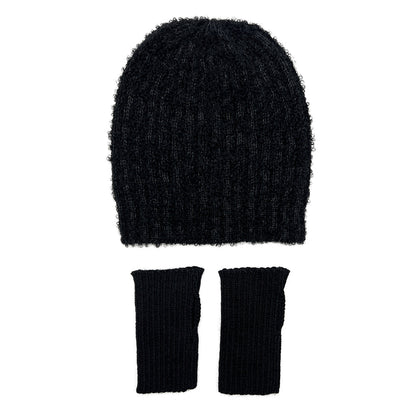 Plush Black Alpaca Beanie Hat