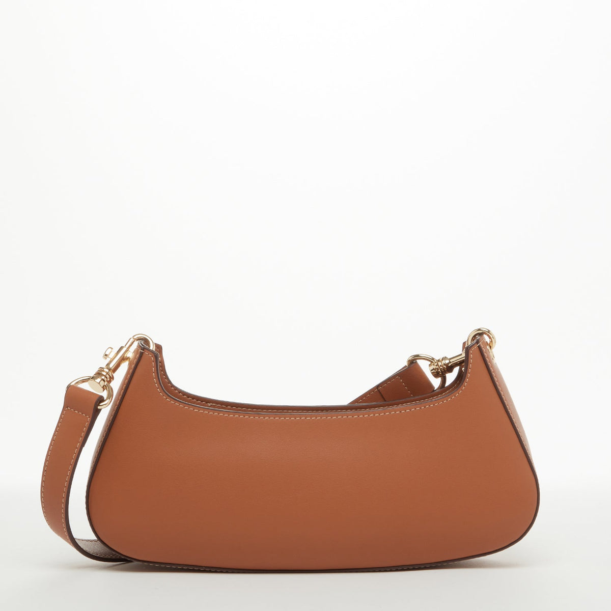 Emily Leather Baguette Bag East West Brown Purse