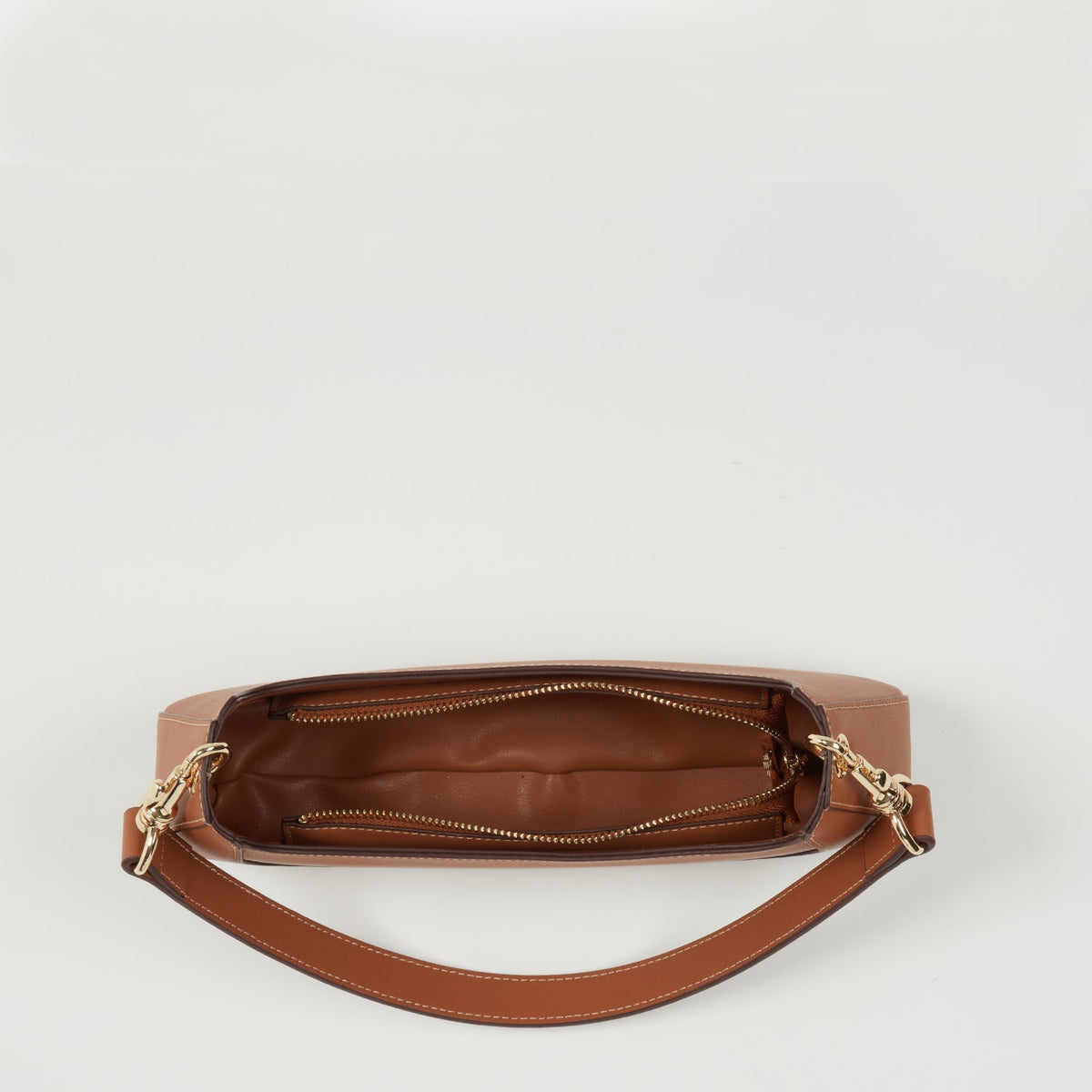 Emily Leather Baguette Bag East West Brown Purse